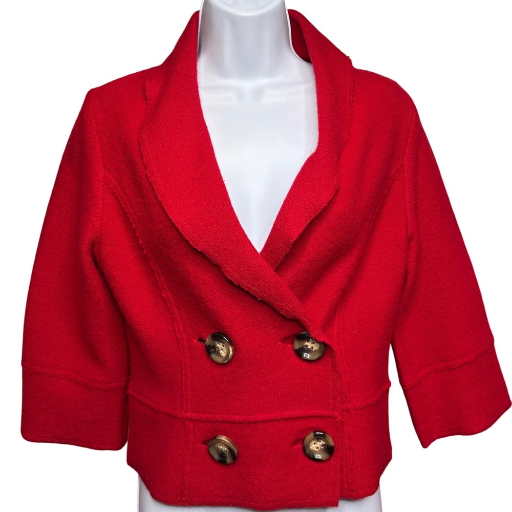HOBBS LONDON Womens Red 100% Wool Double Breasted Shawl Collar Jacket 8 Luxury